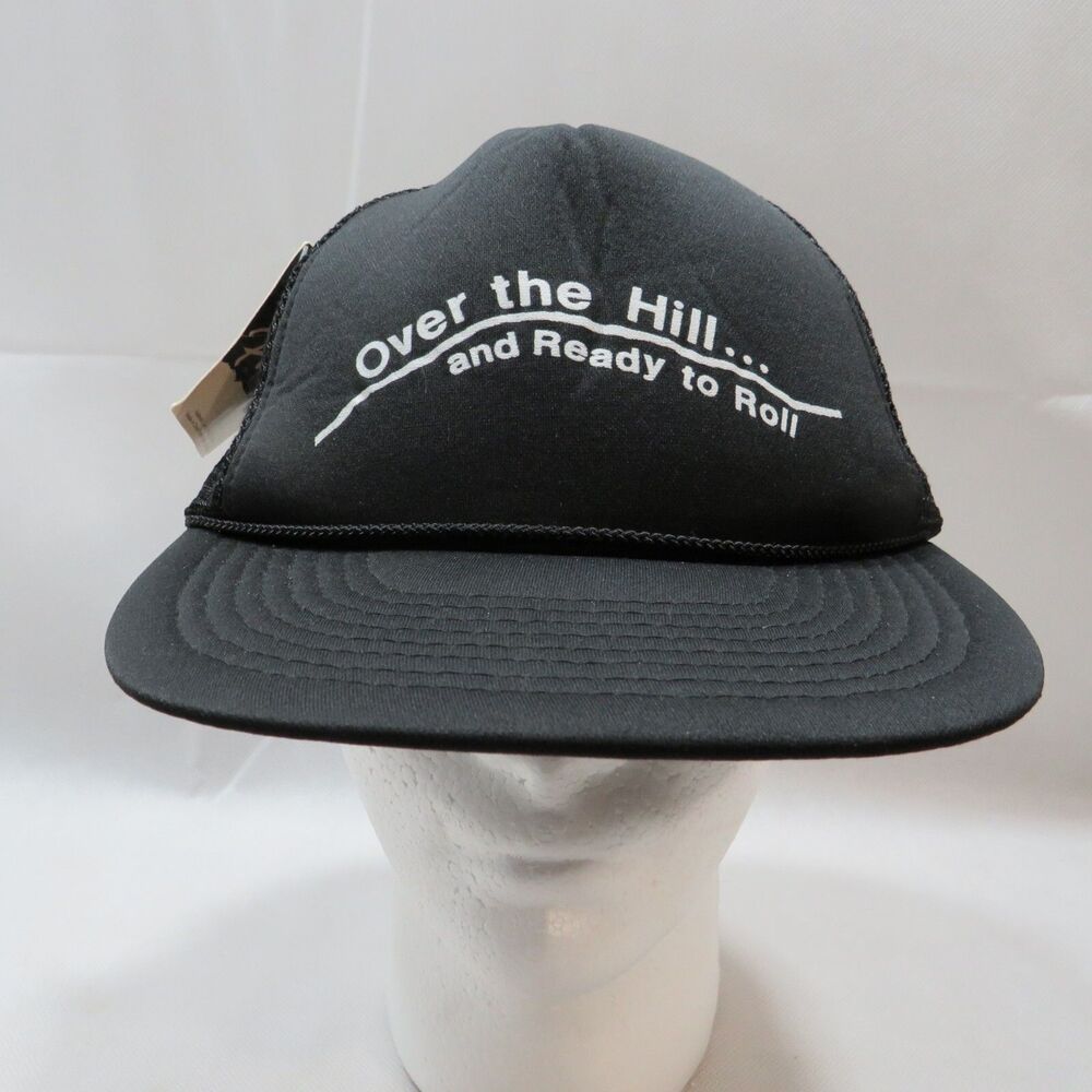 Over the Hill...and Ready to Roll, Snap-back, Black, Mesh-back, Designer Pro Hat
